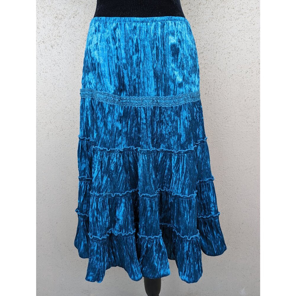 💜Crushed Velvet Tiered Skirt - A Touch of Luxe